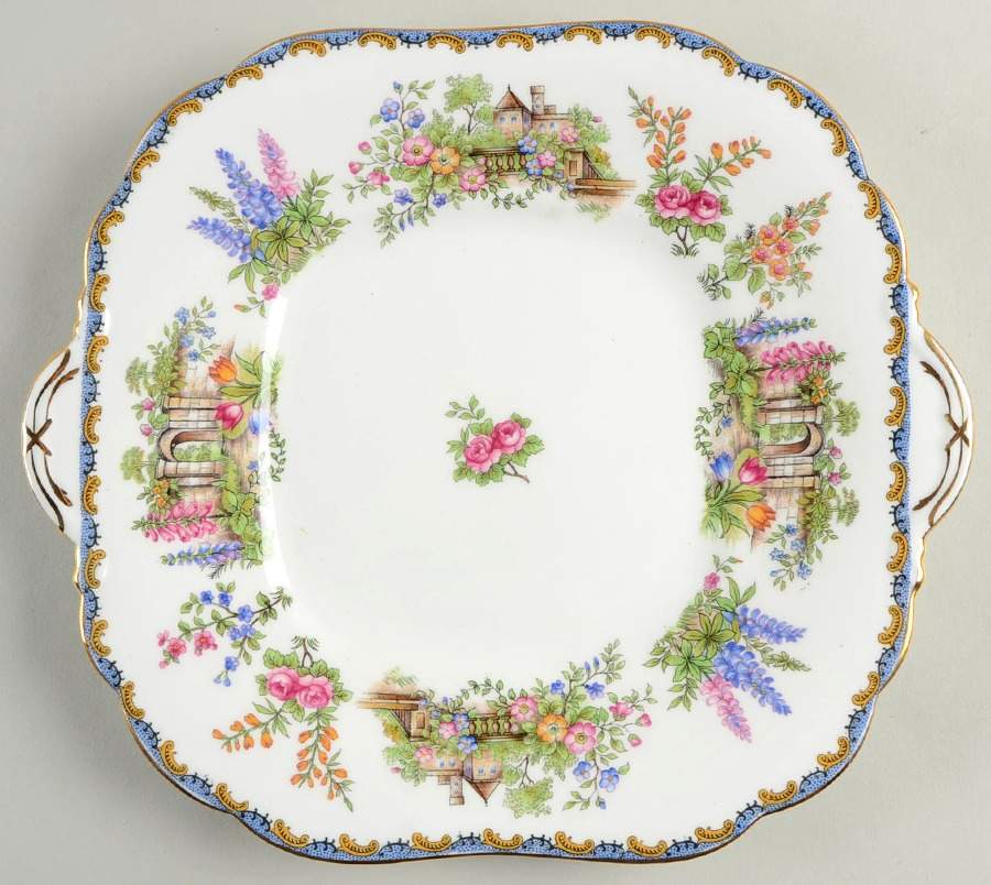 Garden Gate Square Handled Cake Plate by John  Aynsley & Sons-1