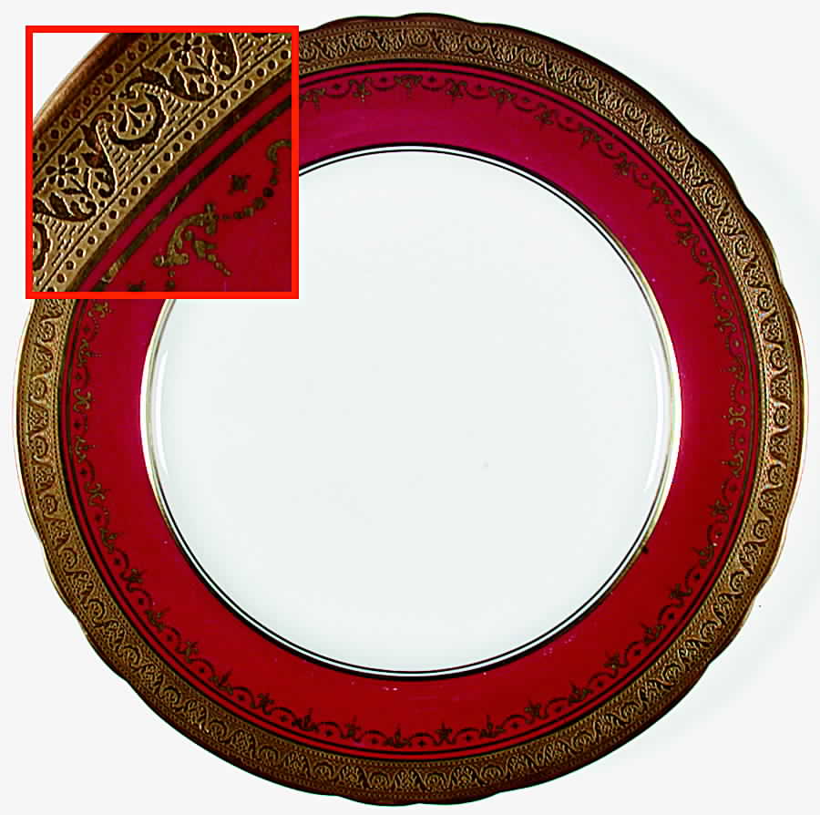Georgian Maroon (Scalloped) Dinner Plate by John  Aynsley & Sons-1
