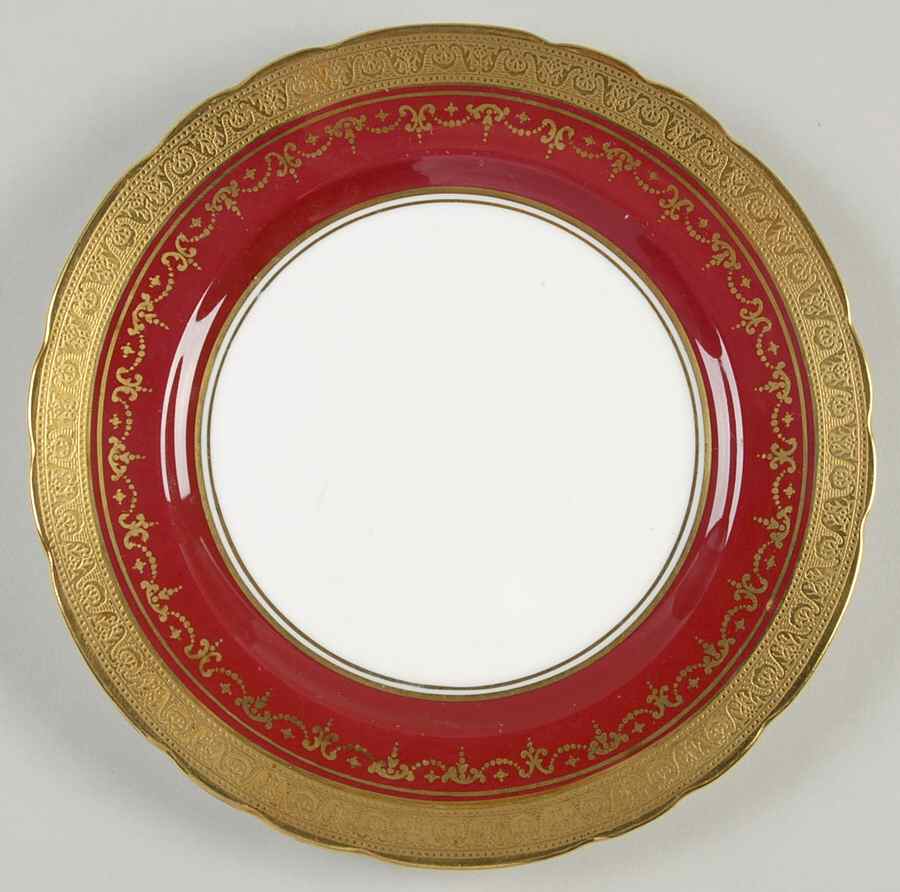 Georgian Maroon (Scalloped) Dessert/Pie Plate by John  Aynsley & Sons-1