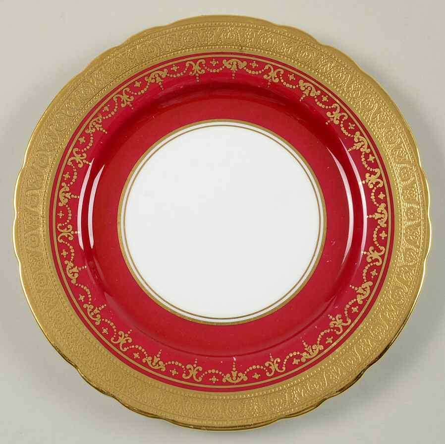 Georgian Maroon (Scalloped) Bread & Butter Plate by John  Aynsley & Sons-1