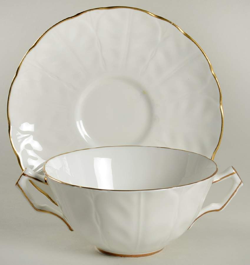 Golden Crocus (Coupe) Flat Cream Soup Bowl & Saucer Set by John  Aynsley & Sons-1