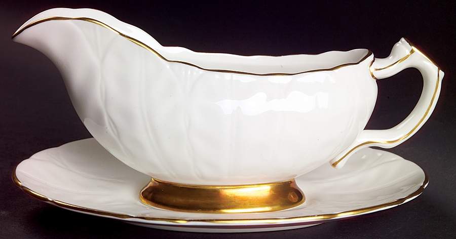 Golden Crocus (Coupe) Gravy Boat & Underplate by John  Aynsley & Sons-1
