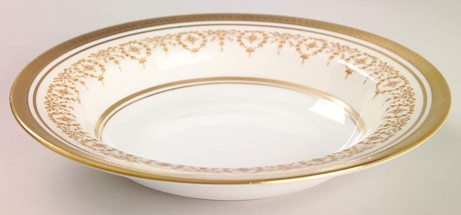 Gold Dowery Rim Soup Bowl by John  Aynsley & Sons-1