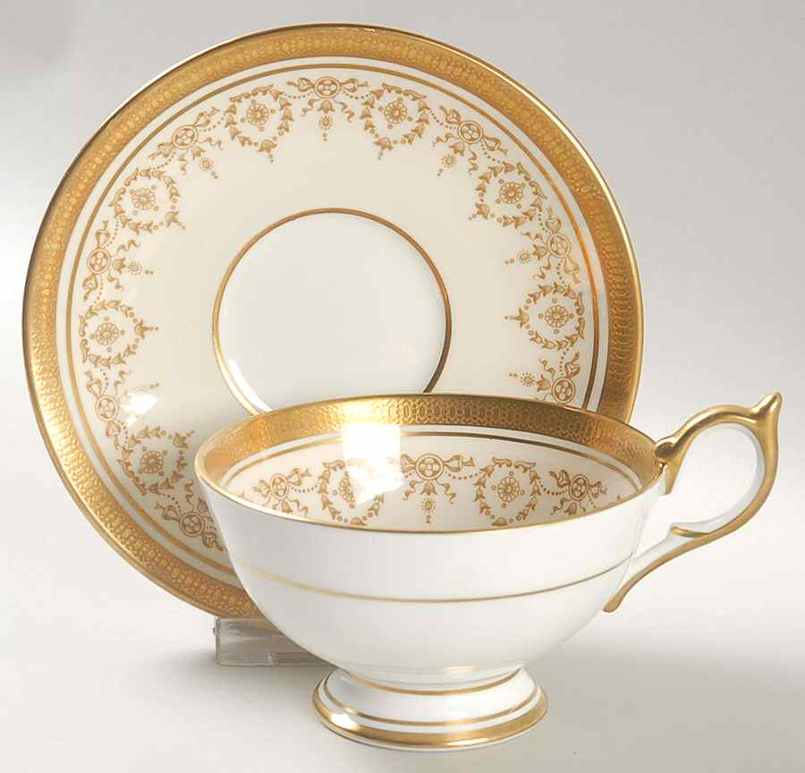 Gold Dowery Oversized Cup & Saucer Set by John  Aynsley & Sons-1