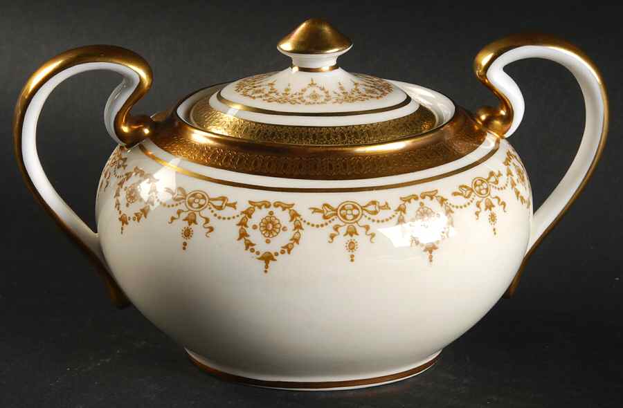 Gold Dowery Sugar Bowl & Lid by John  Aynsley & Sons-1