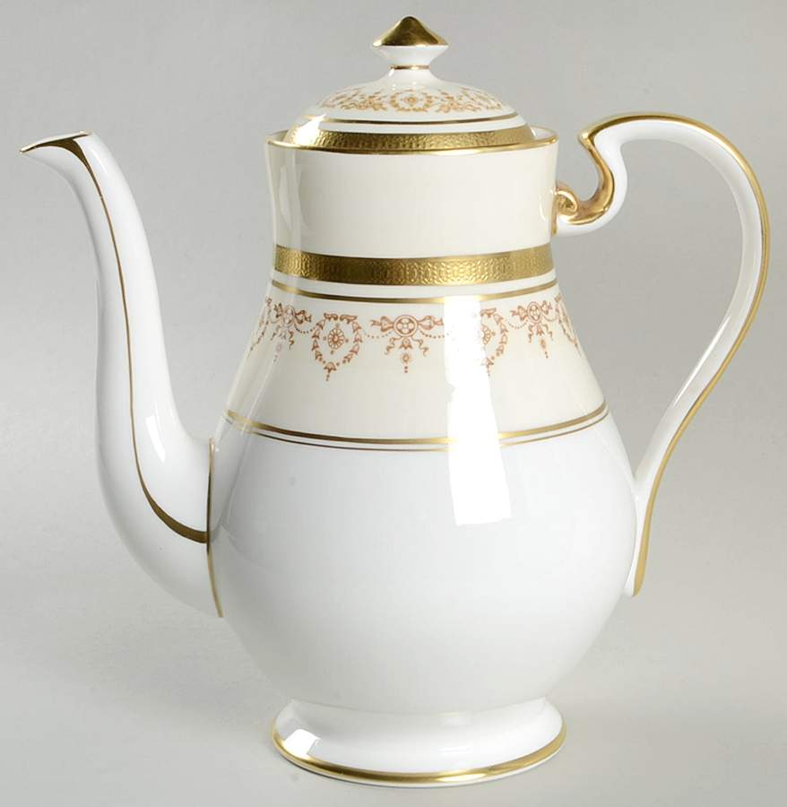 Gold Dowery Coffee Pot & Lid by John  Aynsley & Sons-1