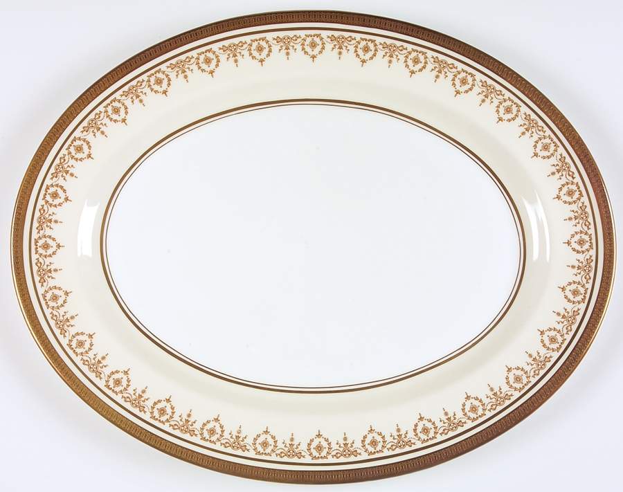 Gold Dowery 15" Oval Serving Platter by John  Aynsley & Sons-1