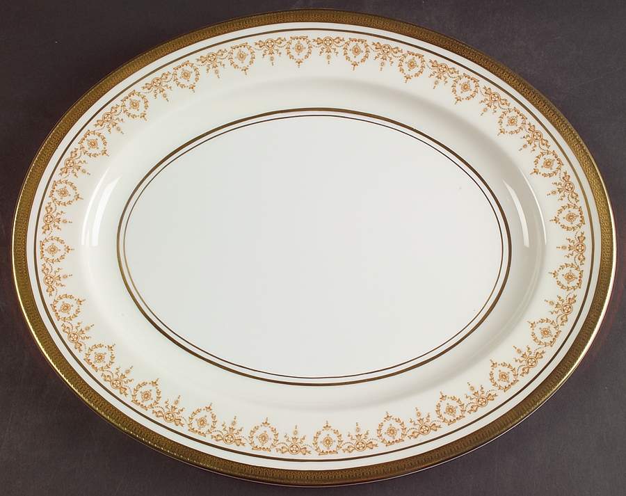Gold Dowery 13" Oval Serving Platter by John  Aynsley & Sons-1