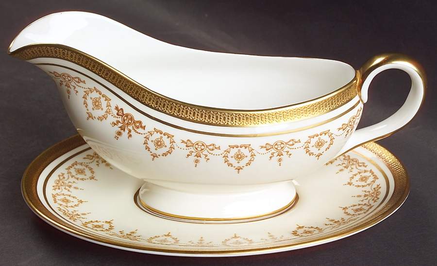 Gold Dowery Gravy Boat & Underplate by John  Aynsley & Sons-1