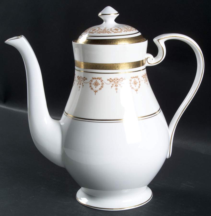 Gold Dowery Coffee Pot & Lid by John  Aynsley & Sons-1