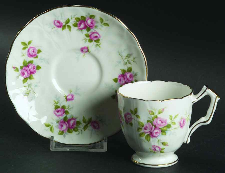 Grotto Rose Footed Demitasse Cup & Saucer Set by John  Aynsley & Sons-1