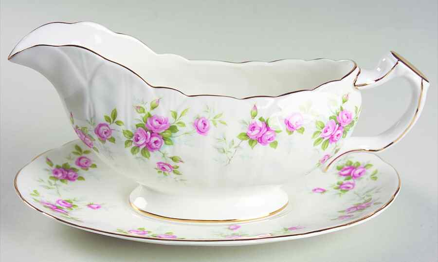 Grotto Rose Gravy Boat & Underplate by John  Aynsley & Sons-1