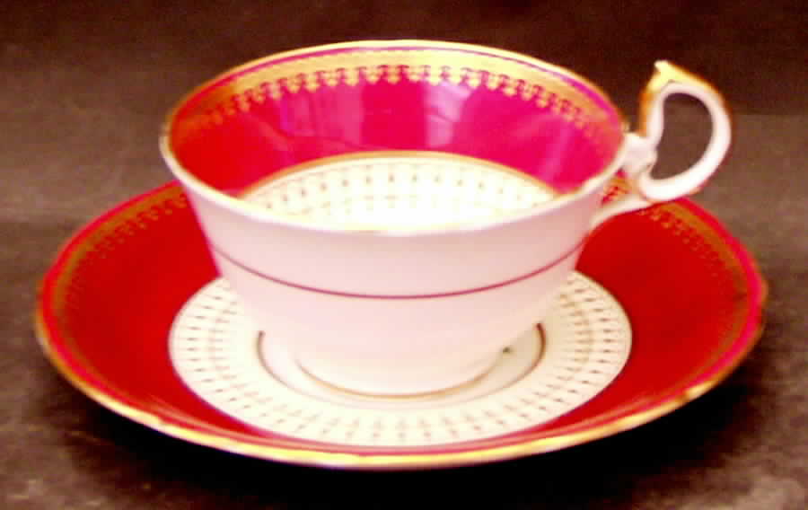 Hatfield Maroon Footed Cup & Saucer Set by John  Aynsley & Sons-1