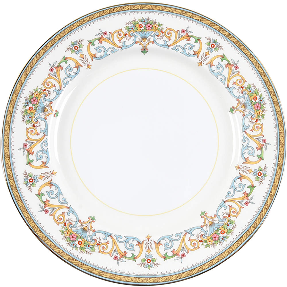 Henley (Smooth, Gold Trim, Blue Backstamp) Dinner Plate by John  Aynsley & Sons-1