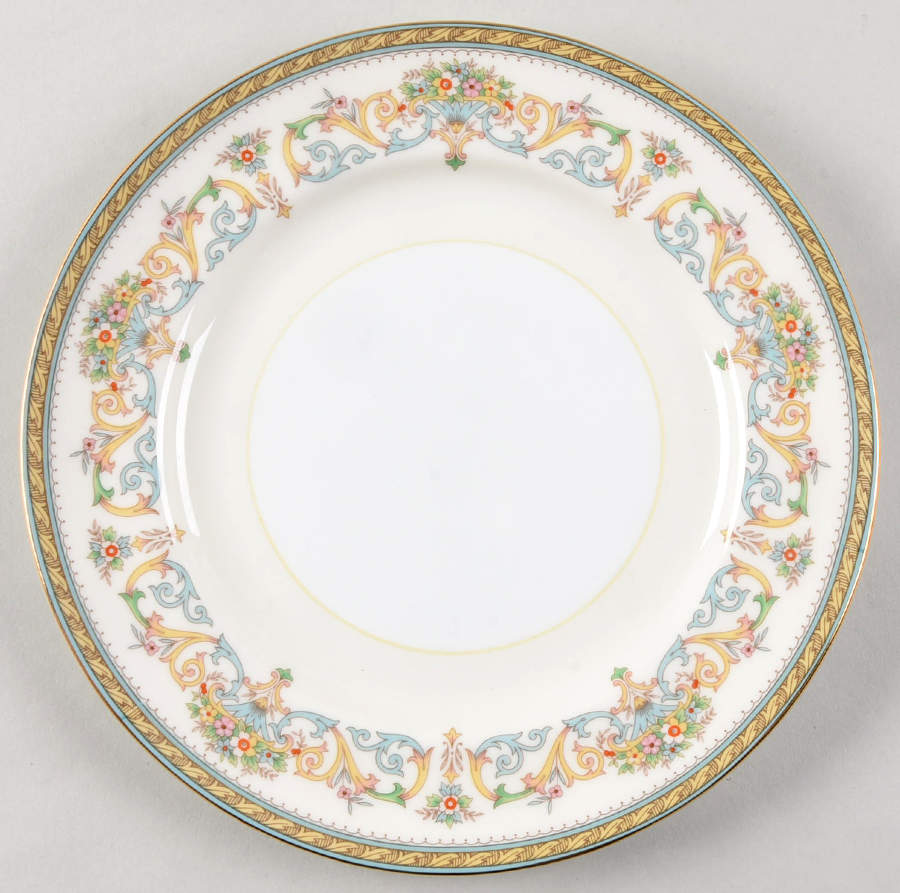Henley (Smooth, Gold Trim, Blue Backstamp) Salad Plate by John  Aynsley & Sons-1