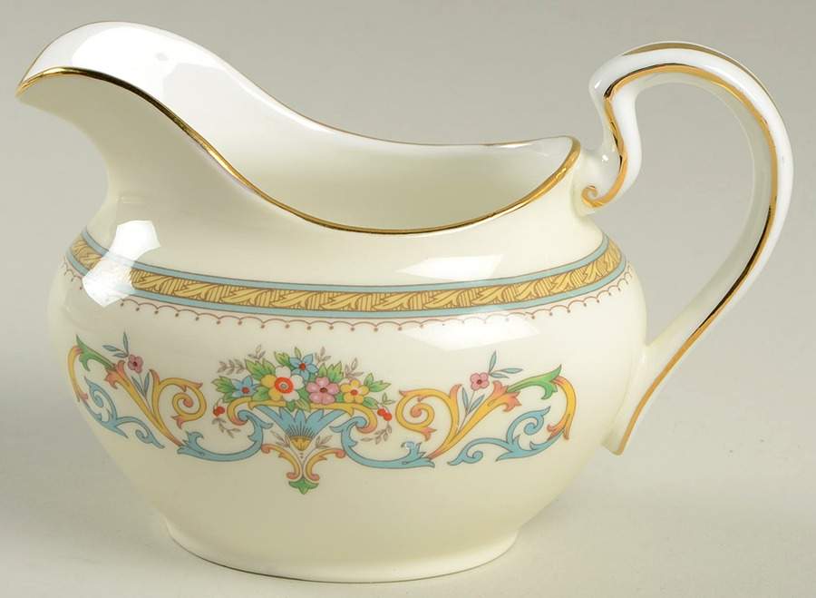 Henley (Smooth, Gold Trim, Green Backstamp) Creamer by John  Aynsley & Sons-1