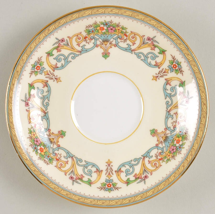 Henley (Smooth, Gold Trim, Green Backstamp) Saucer for Footed Cup by John  Aynsley & Sons-1