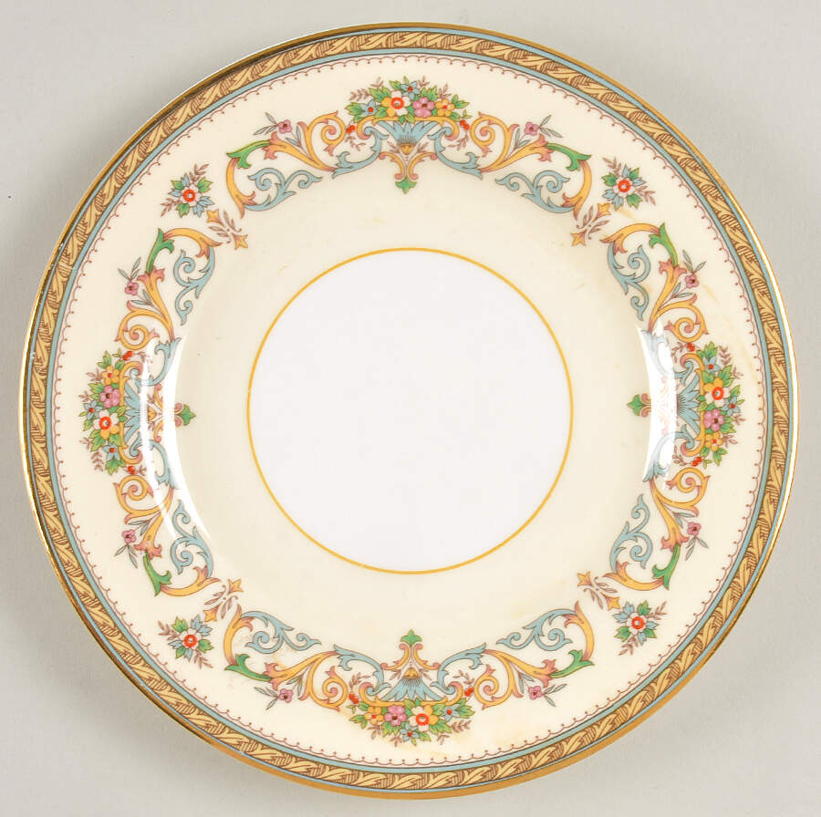 Henley (Smooth, Gold Trim, Green Backstamp) Dessert/Pie Plate by John  Aynsley & Sons-1