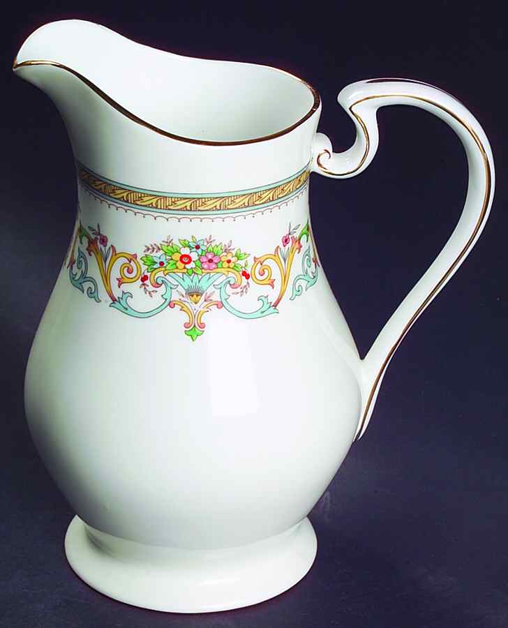 Henley (Smooth, Gold Trim, Green Backstamp) 18 Oz Pitcher by John  Aynsley & Sons-1