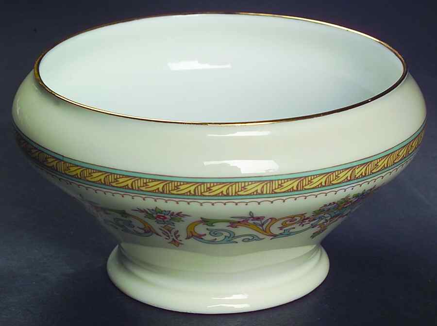 Henley (Smooth, Gold Trim, Green Backstamp) Open Sugar Bowl by John  Aynsley & Sons-1