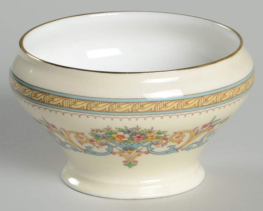 Henley (Smooth, Gold Trim, Green Backstamp) Mini Open Sugar Bowl by John  Aynsley & Sons-1