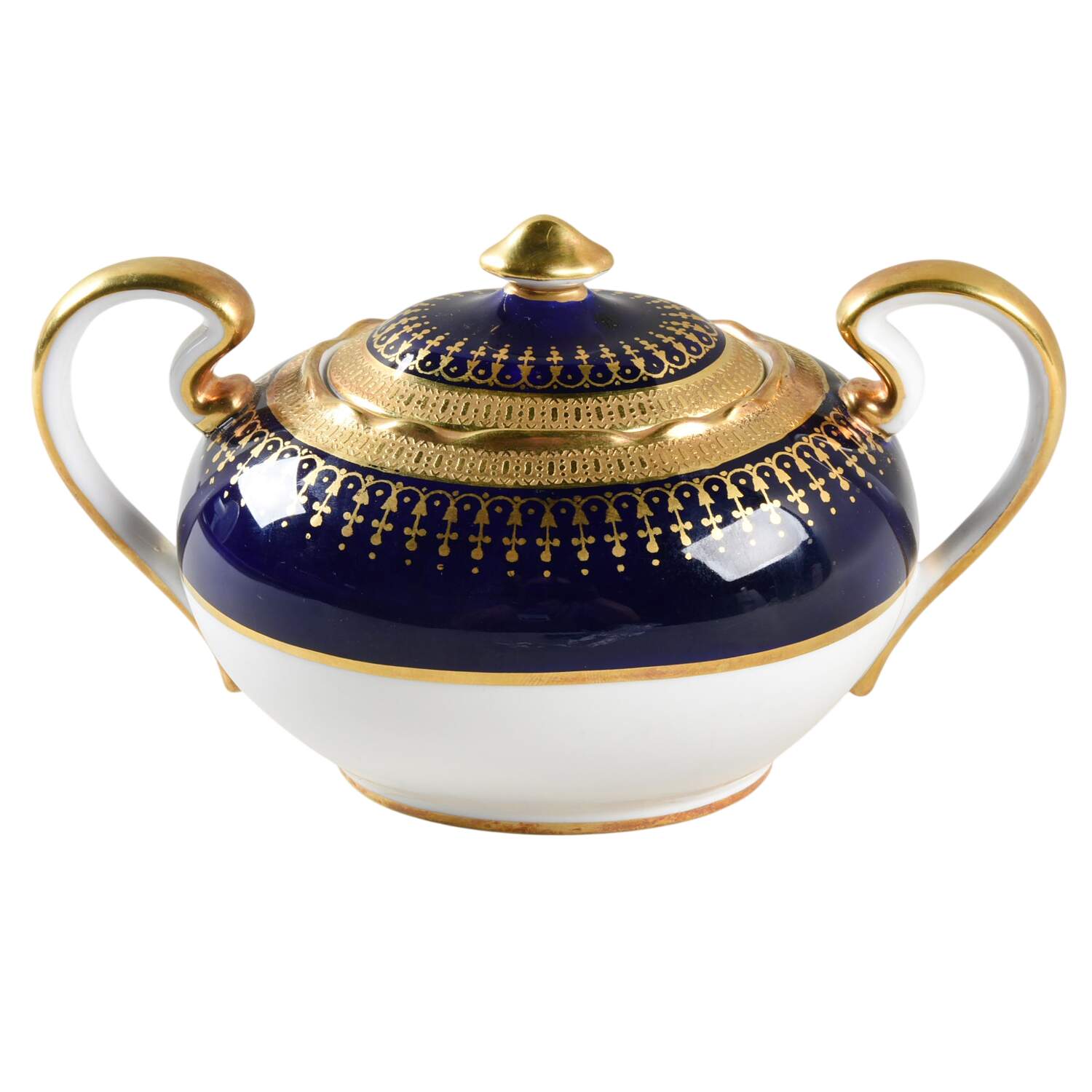 Hertford Cobalt (Scalloped) Sugar Bowl & Lid by John  Aynsley & Sons-1