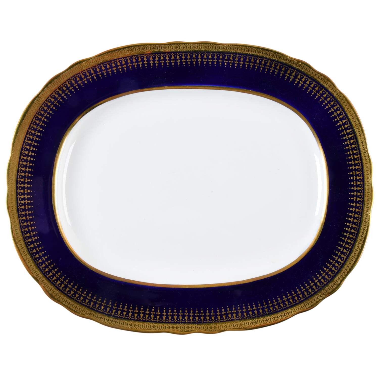 Hertford Cobalt (Scalloped) 13" Oval Serving Platter by John  Aynsley & Sons-1