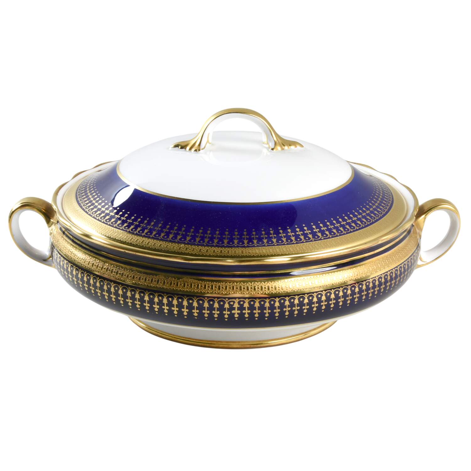 Hertford Cobalt (Scalloped) Round Covered Vegetable by John  Aynsley & Sons-1