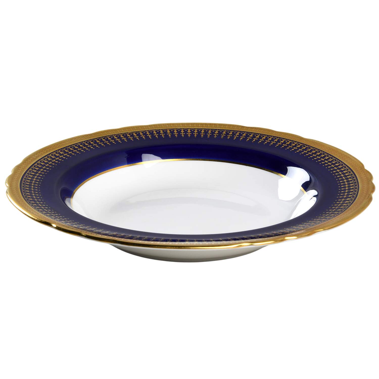 Hertford Cobalt (Scalloped) Large Rim Soup Bowl by John  Aynsley & Sons-1