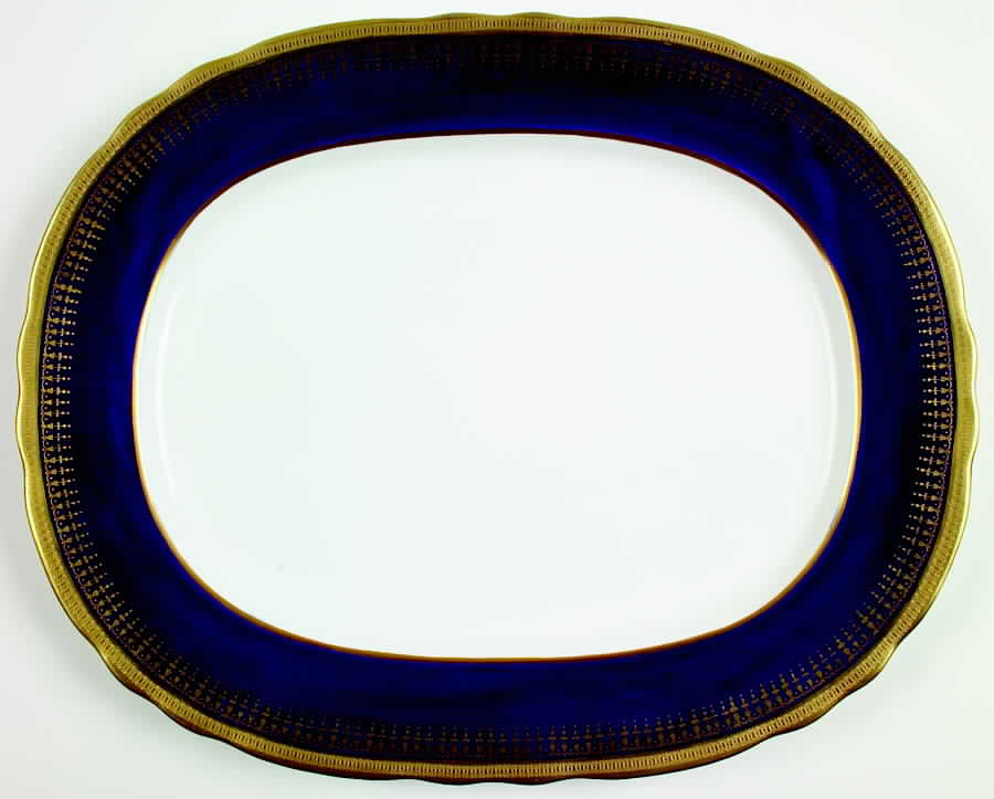 Hertford Cobalt (Scalloped) 17" Oval Serving Platter by John  Aynsley & Sons-1
