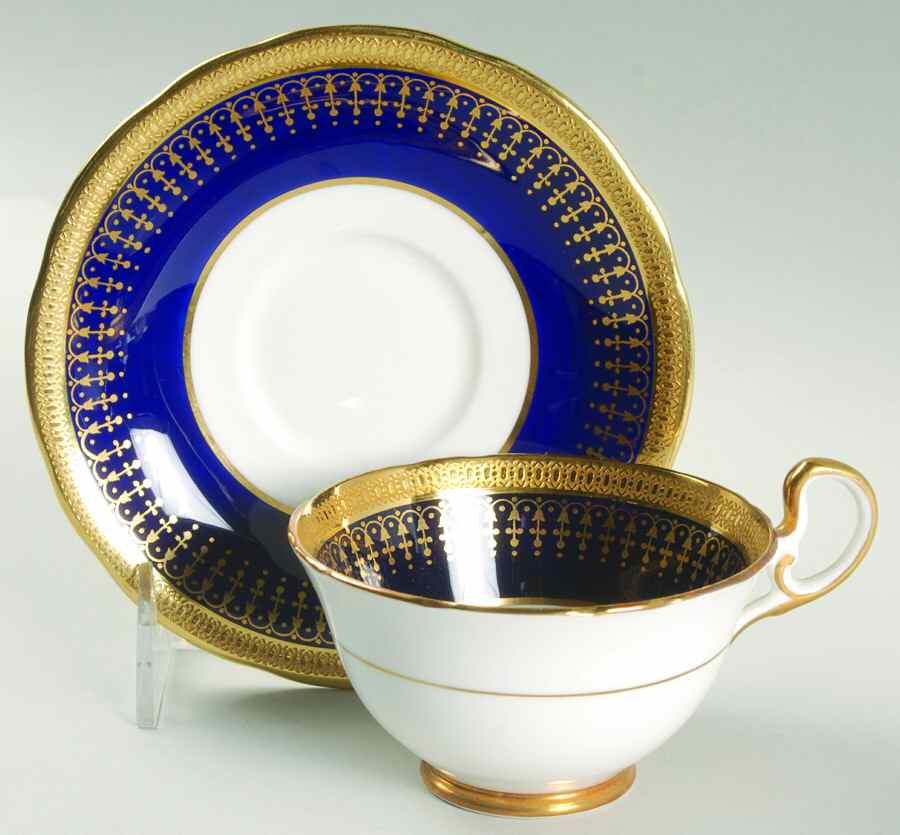 Hertford Cobalt (Scalloped) Footed Cup & Saucer Set by John  Aynsley & Sons-1