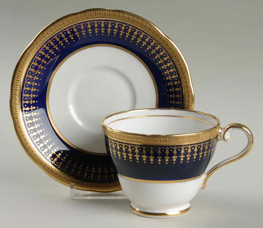 Hertford Cobalt (Scalloped) Footed Cup & Saucer Set by John  Aynsley & Sons-1