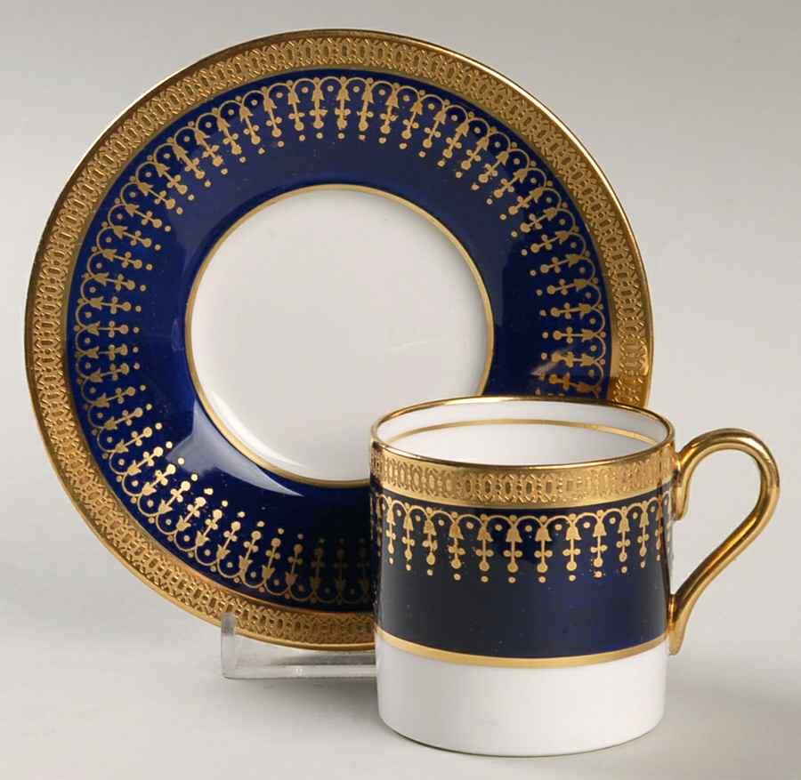 Hertford Cobalt (Scalloped) Flat Demitasse Cup & Saucer Set by John  Aynsley & Sons-1