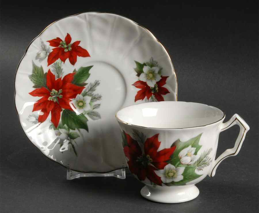 Holiday Bouquet Footed Cup & Saucer Set by John  Aynsley & Sons-1