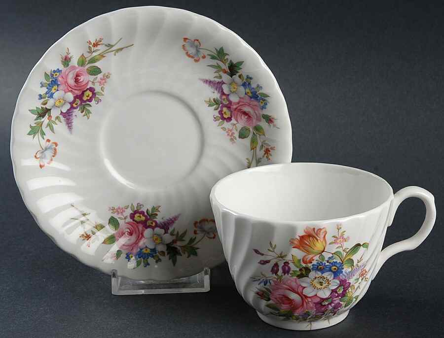 Howard Sprays Flat Cup & Saucer Set by John  Aynsley & Sons-1