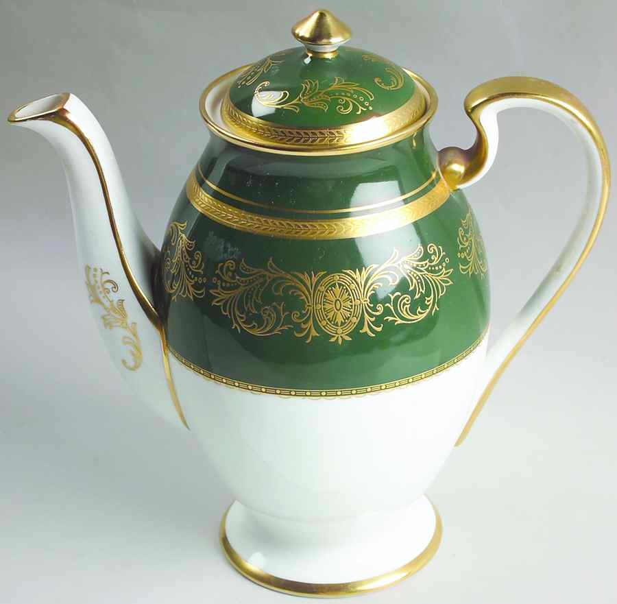 Imperial Laurel Green Coffee Pot & Lid by John  Aynsley & Sons-1