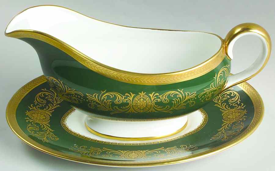 Imperial Laurel Green Gravy Boat & Underplate by John  Aynsley & Sons-1