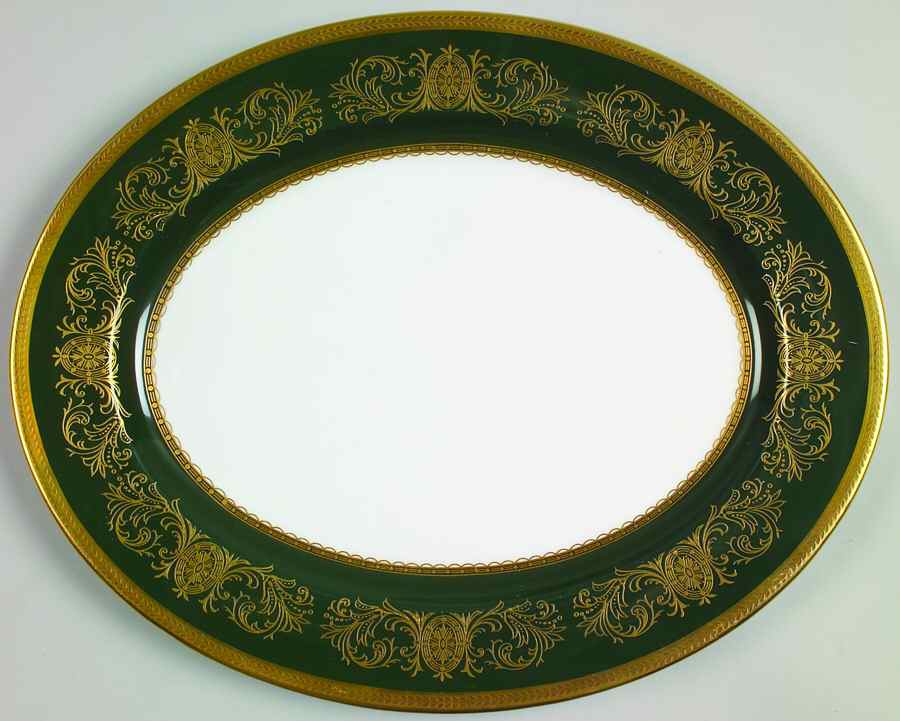 Imperial Laurel Green 13" Oval Serving Platter by John  Aynsley & Sons-1