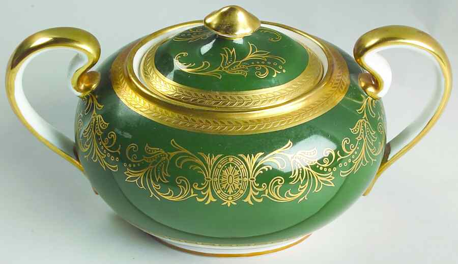 Imperial Laurel Green Sugar Bowl & Lid by John  Aynsley & Sons-1