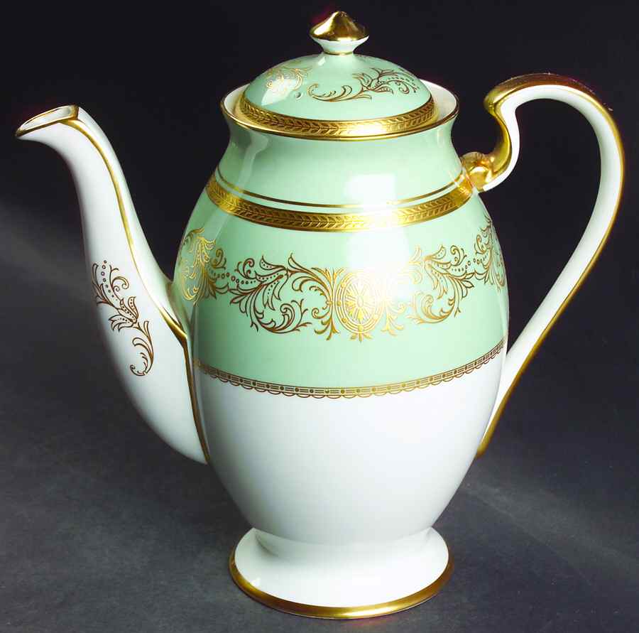 Imperial Nile Green Coffee Pot & Lid by John  Aynsley & Sons-1