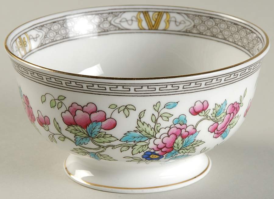 Indian Tree (Gold Trim, Black Key, Scalloped) Open Sugar Bowl by John  Aynsley & Sons-1
