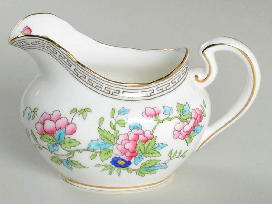 Indian Tree (Gold Trim, Black Key, Scalloped) Mini Creamer by John  Aynsley & Sons-1