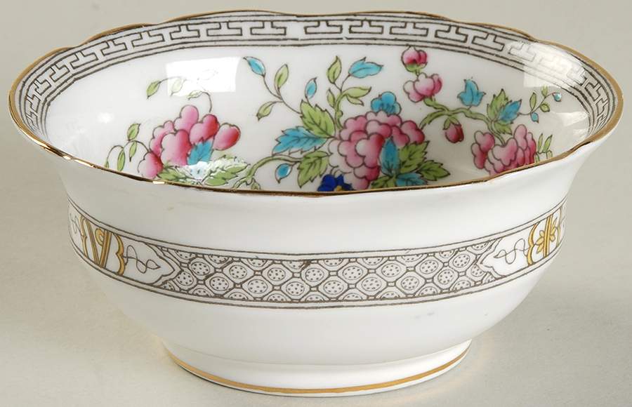 Indian Tree (Gold Trim, Black Key, Scalloped) Mini Open Sugar Bowl by John  Aynsley & Sons-1