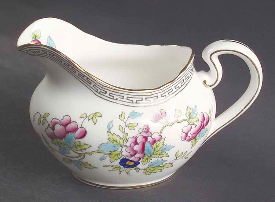 Indian Tree (Gold Trim, Black Key, Scalloped) Creamer by John  Aynsley & Sons-1