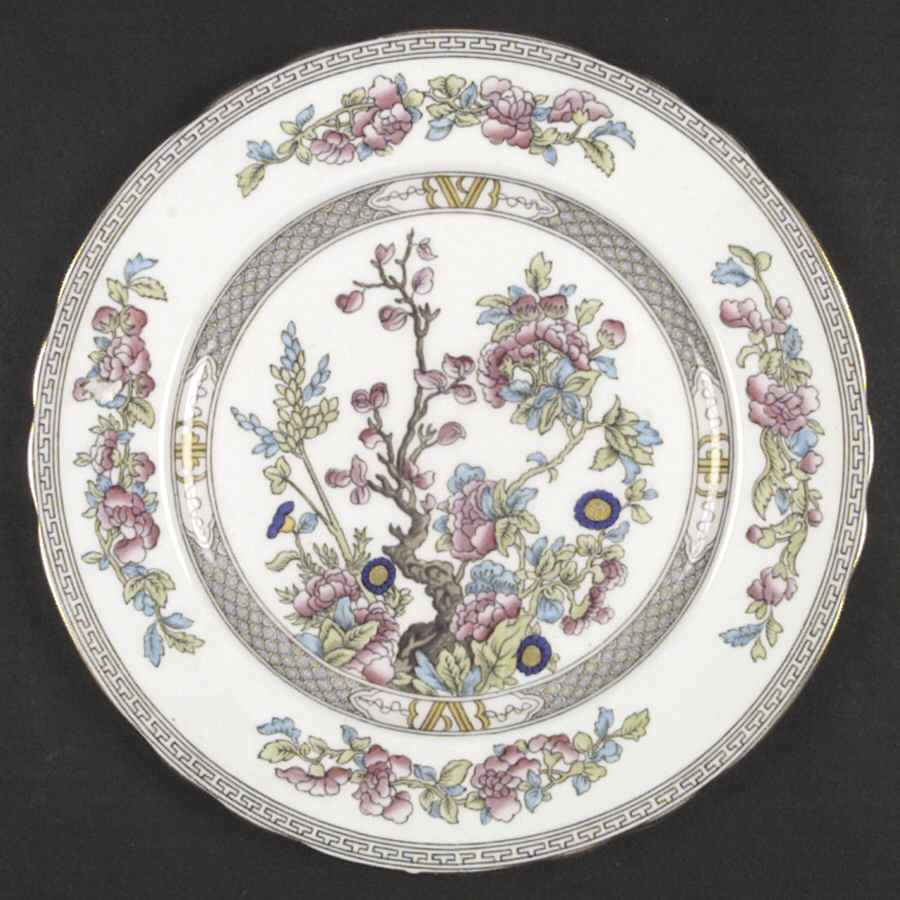Indian Tree (Gold Trim, Black Key, Scalloped) Dinner Plate by John  Aynsley & Sons-1