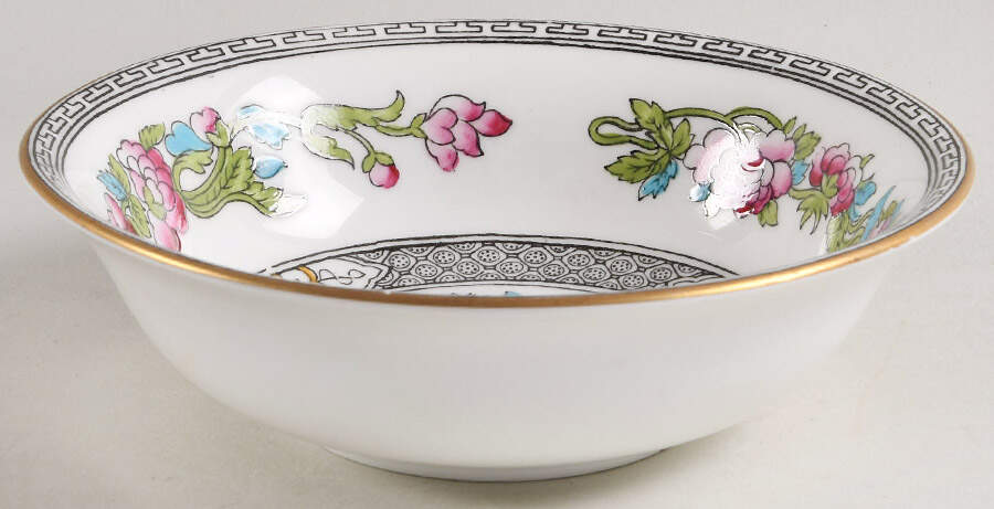 Indian Tree (Gold Trim, Black Key, Smooth) Fruit/Dessert (Sauce) Bowl by John  Aynsley & Sons-1