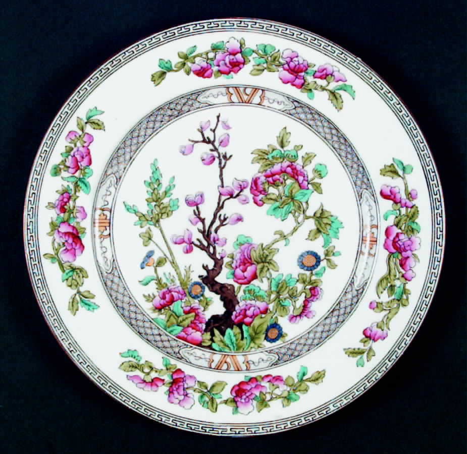 Indian Tree (Gold Trim, Black Key, Smooth) Dinner Plate by John  Aynsley & Sons-1