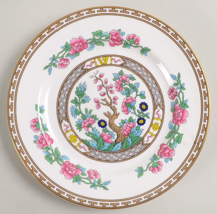 Indian Tree (Gold Trim, Gold Key, Smooth) Dessert/Pie Plate by John  Aynsley & Sons-1