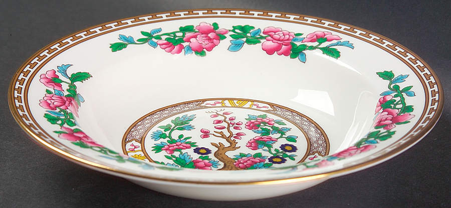 Indian Tree (Gold Trim, Gold Key, Smooth) Rim Soup Bowl by John  Aynsley & Sons-1