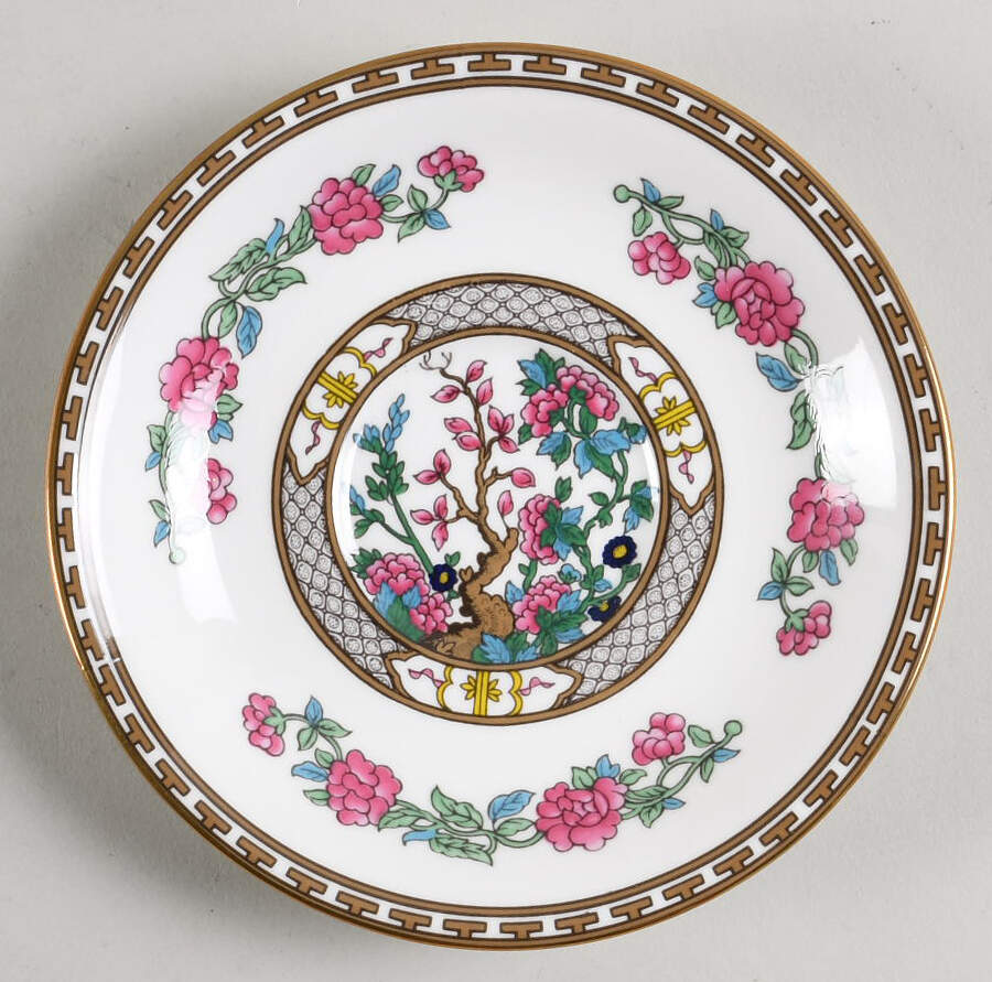 Indian Tree (Gold Trim, Gold Key, Smooth) Saucer by John  Aynsley & Sons-1